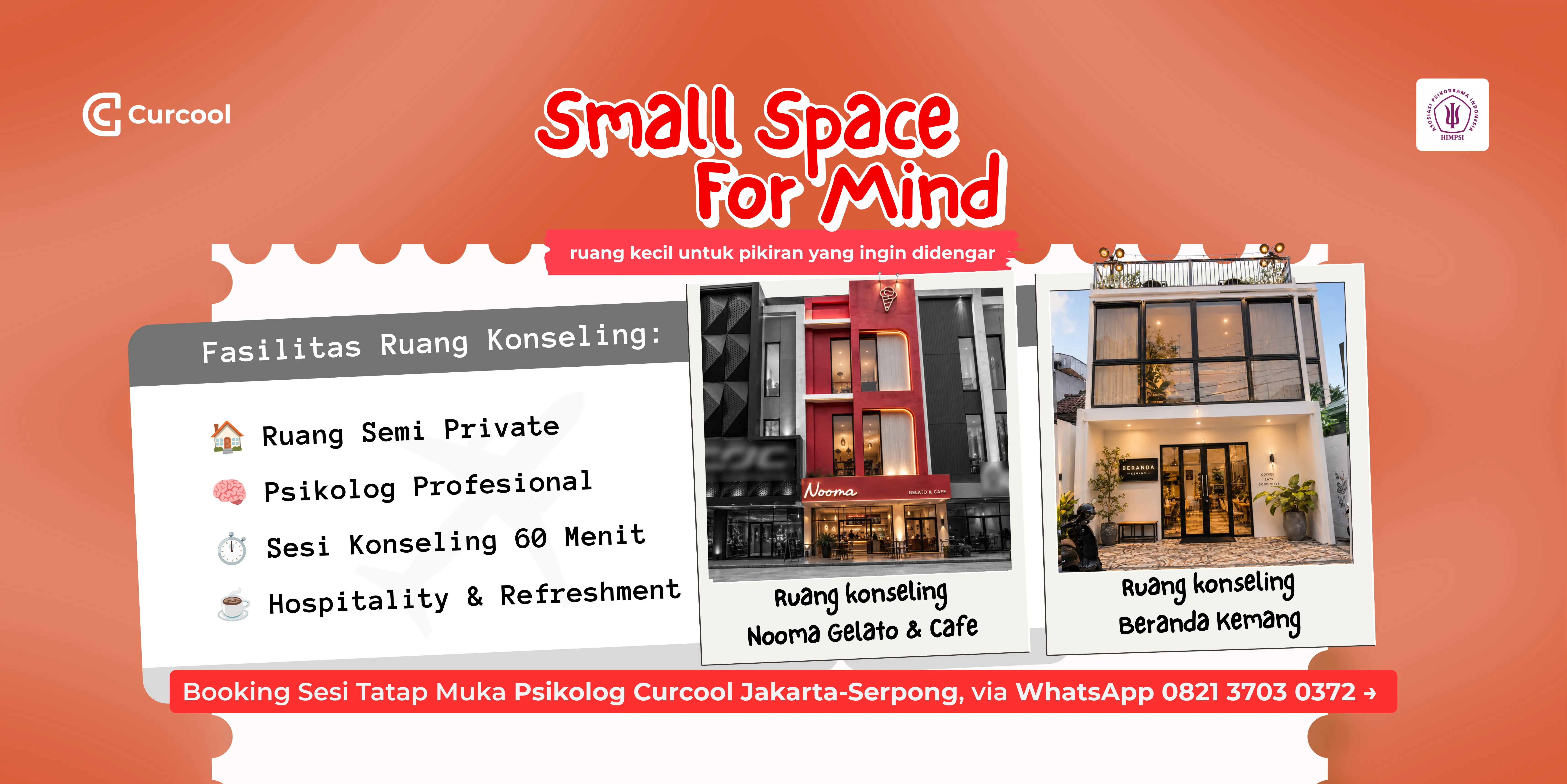 Small Space for Mind: Sesi Konseling Tatap Muka (Jakarta & Serpong)